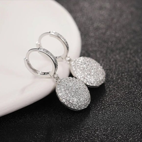 NEW S925 STERLING SILVER DIAMOND DROP EARRINGS - Picture 3 of 7
